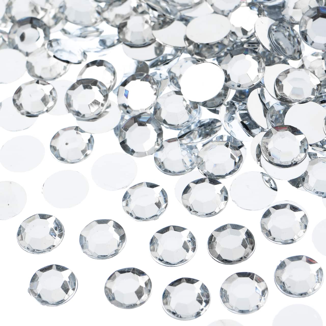 John Bead Acrylic Round Flat Back Rhinestones, 10mm